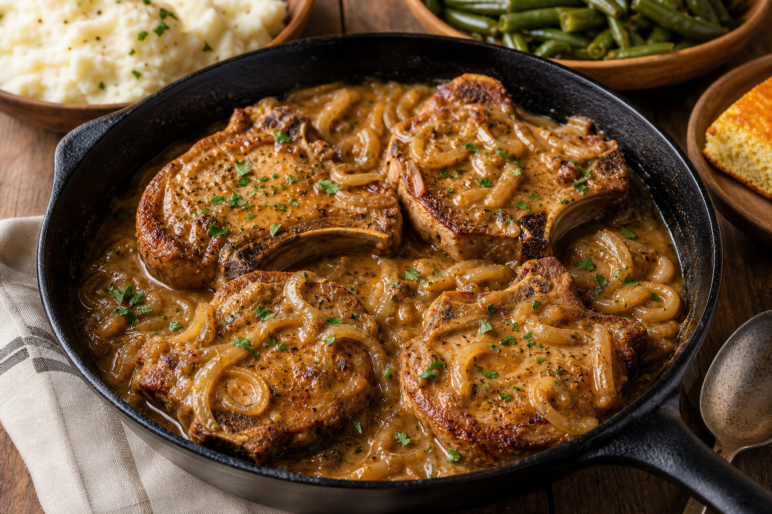 Smothered Pork Chops with Onion Gravy